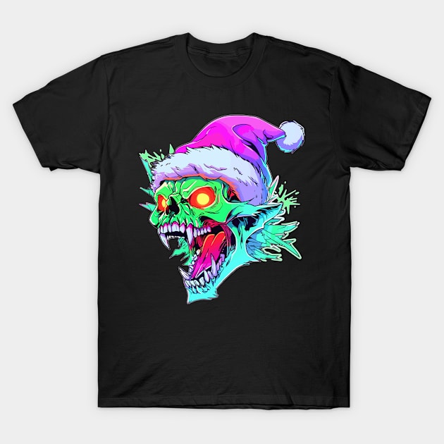 EDM Xmas Party Christmas Zombie Cat T-Shirt by QQdesigns